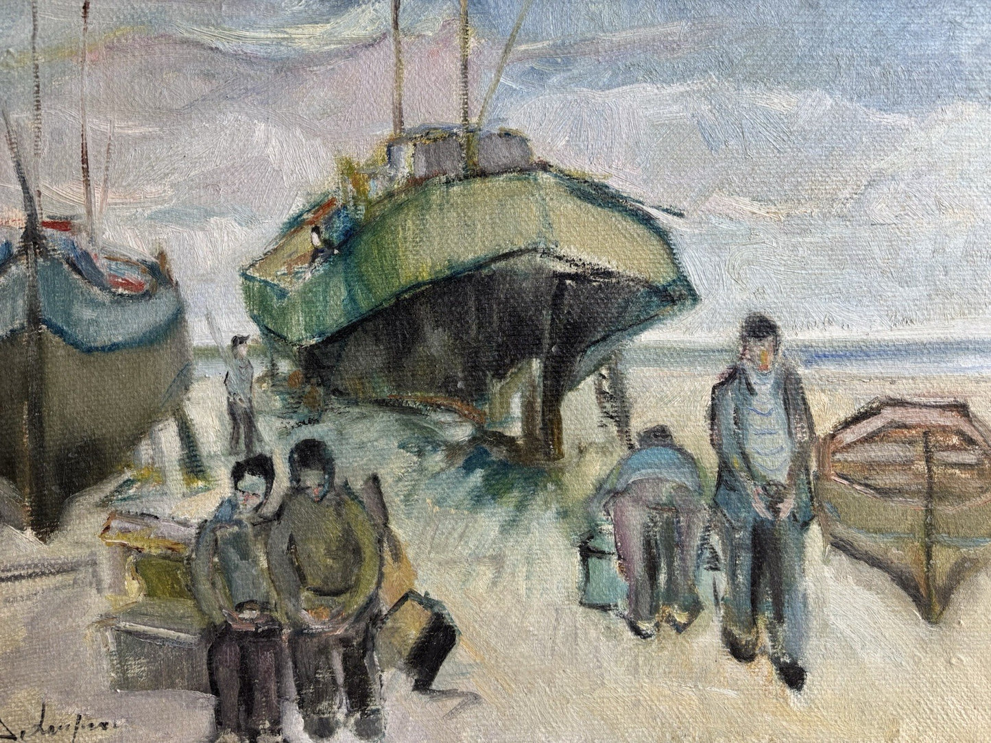 Quadro -Barche A Riposo- dipinto a olio su tela
