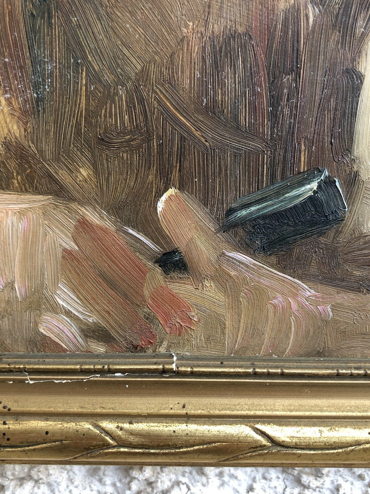 Quadro antico -Scolaretto- dipinto a olio su tavoletta