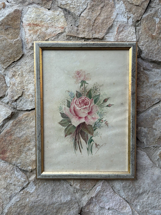 Vintage Painting -Pink - Watercolor Painting on Paper-