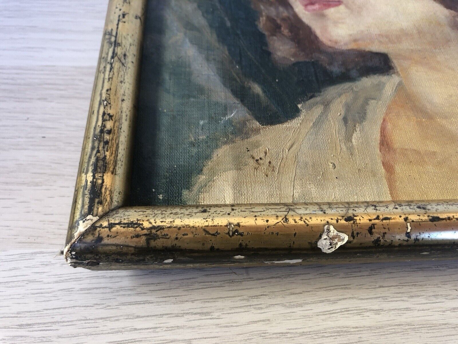 Quadro antico -Profilo Donna- dipinto a olio su tela