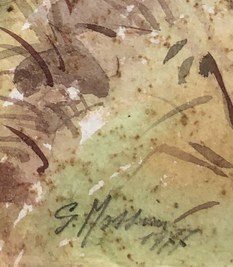 QUADRO VINTAGE -PAESAGGIO-DIPINTO AD ACQUERELLO SU CARTA