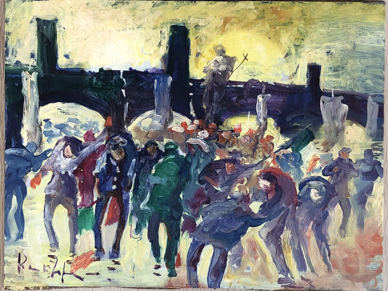 Quadro vintage -Figure- dipinto a olio su tavoletta