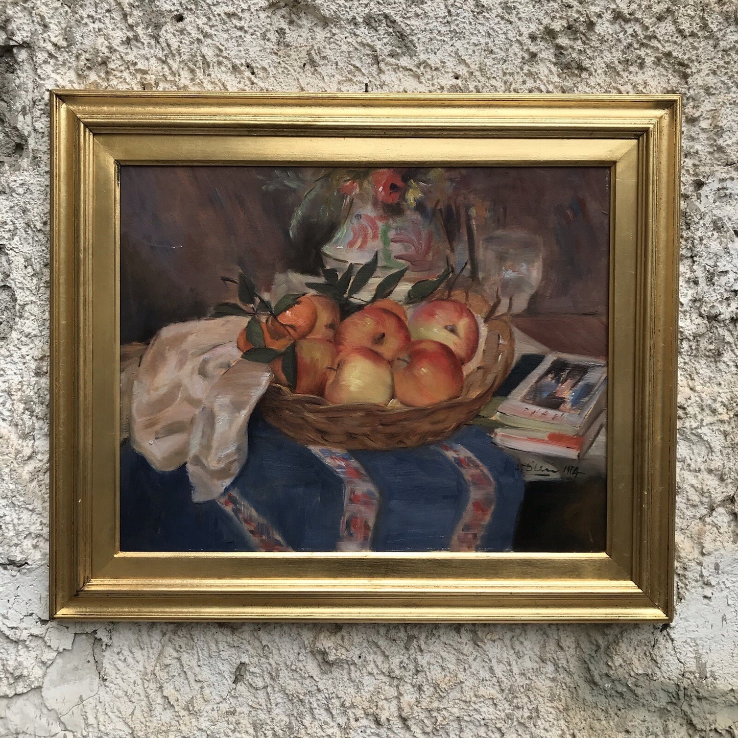 Quadro vintage -Natura Morta-dipinto a olio su tavoletta