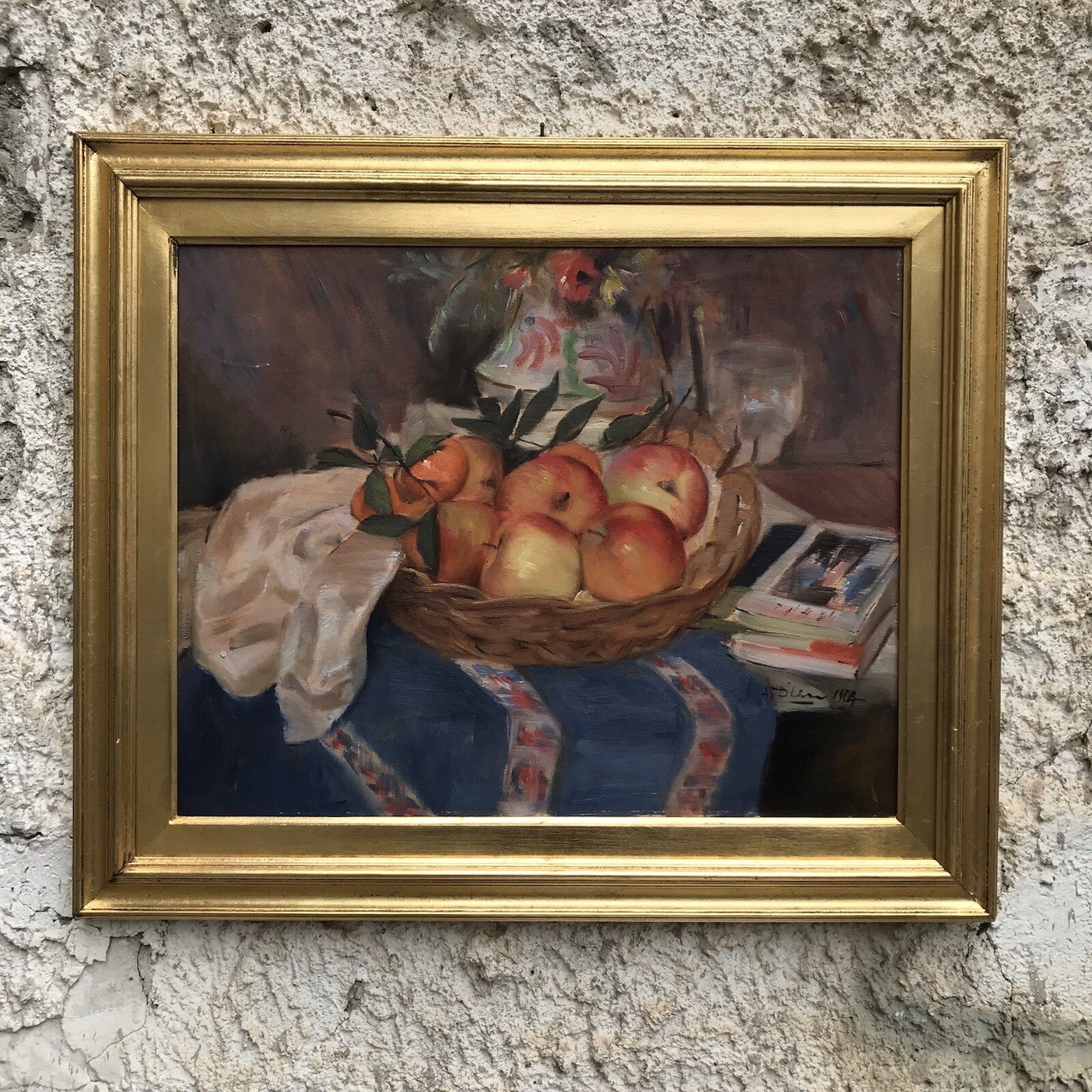 Quadro vintage -Natura Morta-dipinto a olio su tavoletta