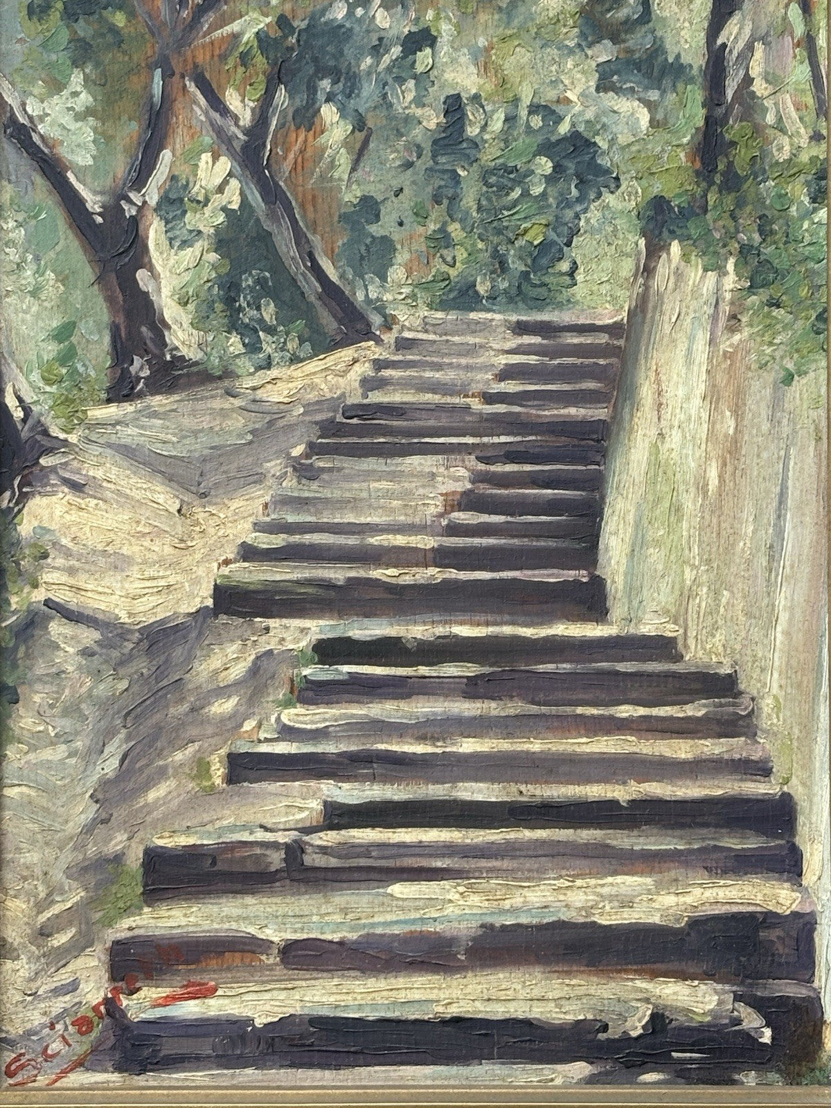 Quadro antico -Monte Parioli ( Roma )- dipinto a olio su tavoletta