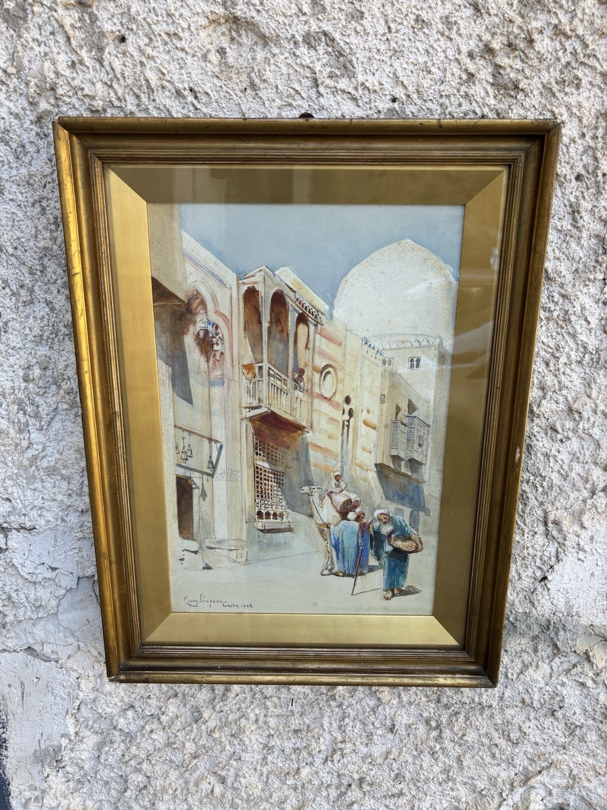 Quadro antico -Il Cairo- Henry Simpson realizzato ad acquerello su carta
