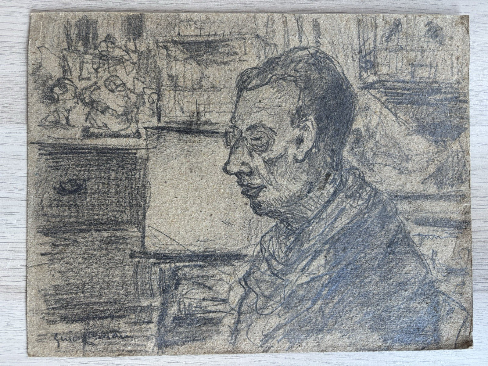 Quadro -Figura Di Uomo- Guido Casciaro disegno a matita su cartoncino