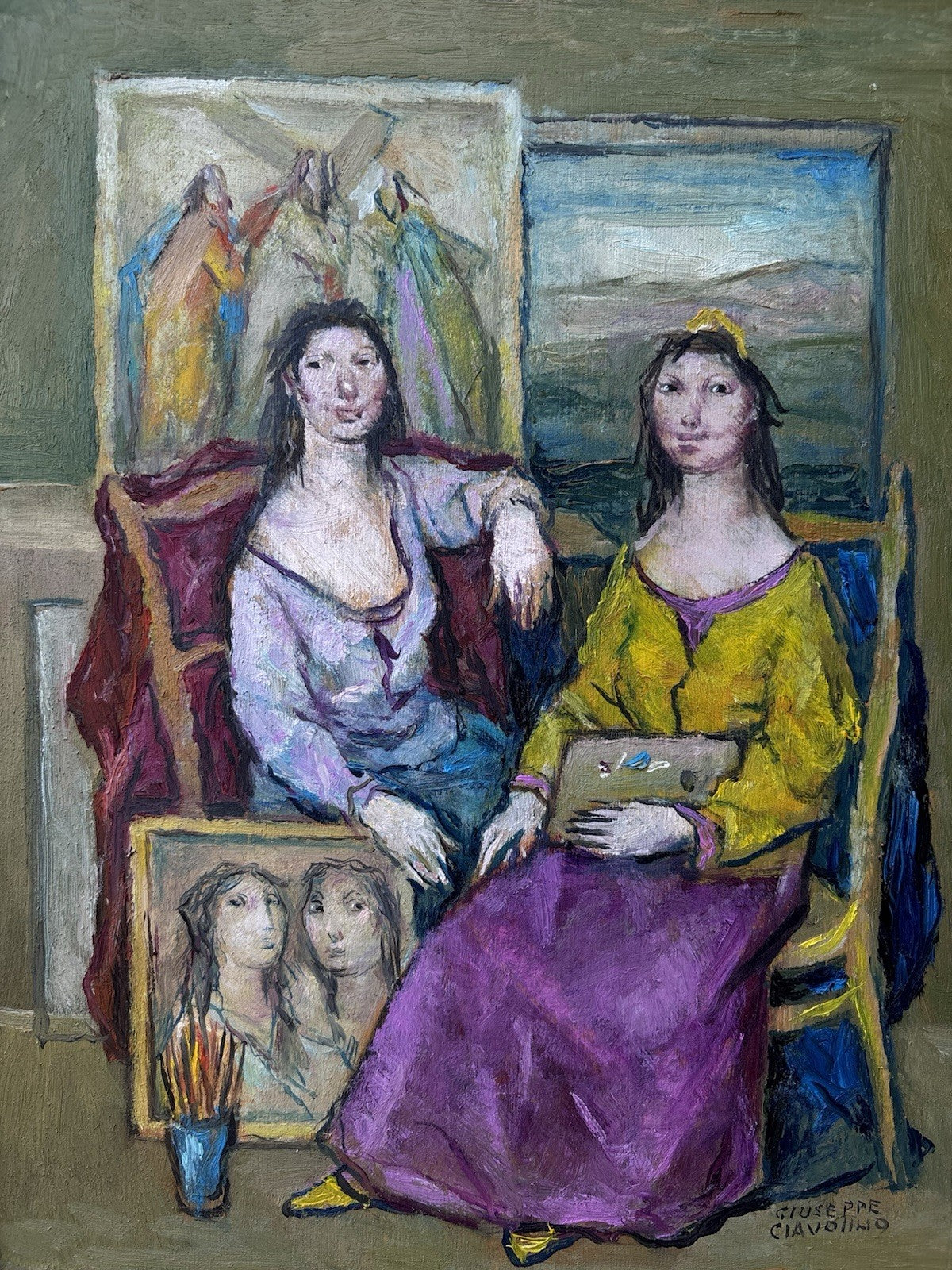 Quadro -Le Ragazze Dell’Artista- Giuseppe Ciavolino- dipinto a olio