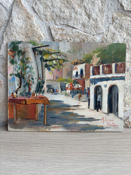 Quadro -Positano- Maria Izzo dipinto a olio su tavoletta