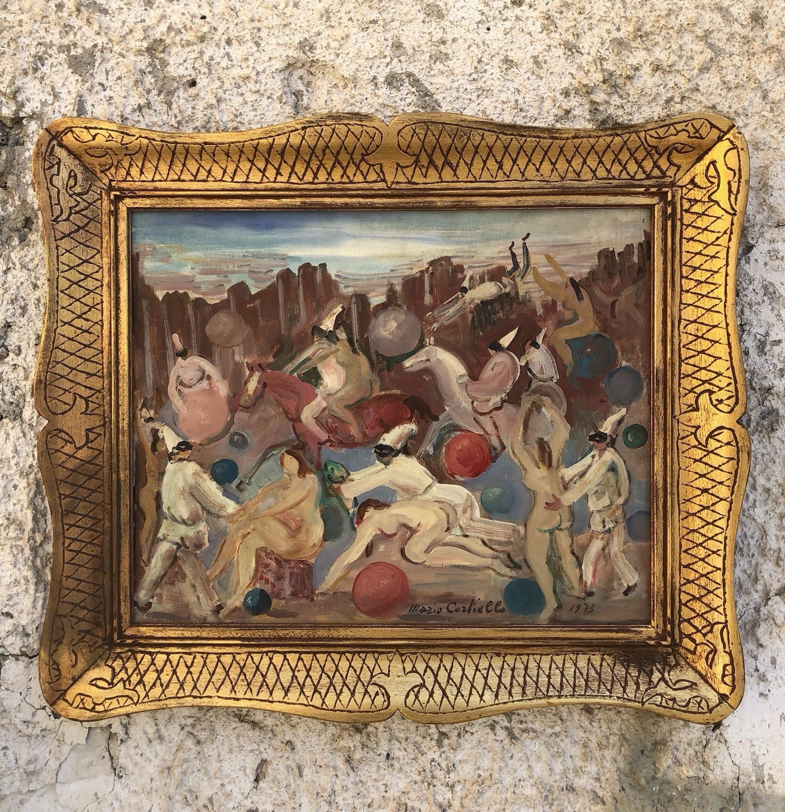 Quadro -Pulcinella- Mario Cortiello dipinto a olio su tela