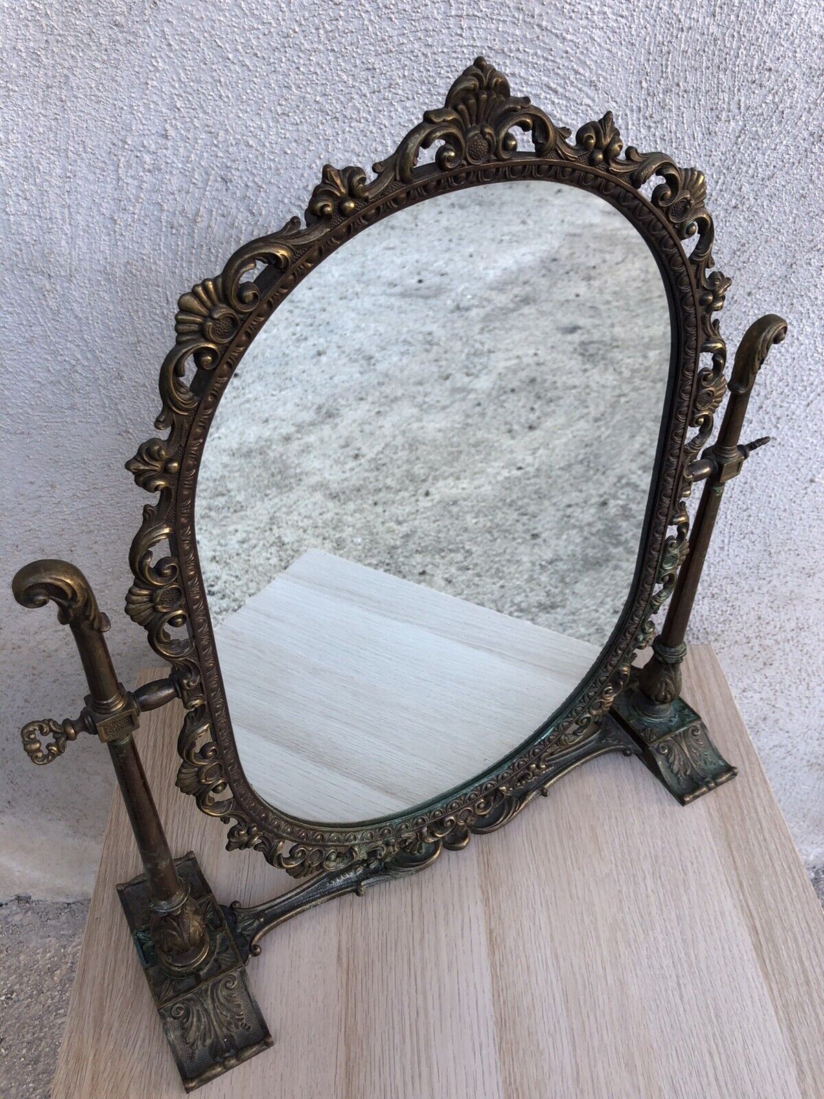 Grande specchio da tavolo- toeletta vintage in ottone