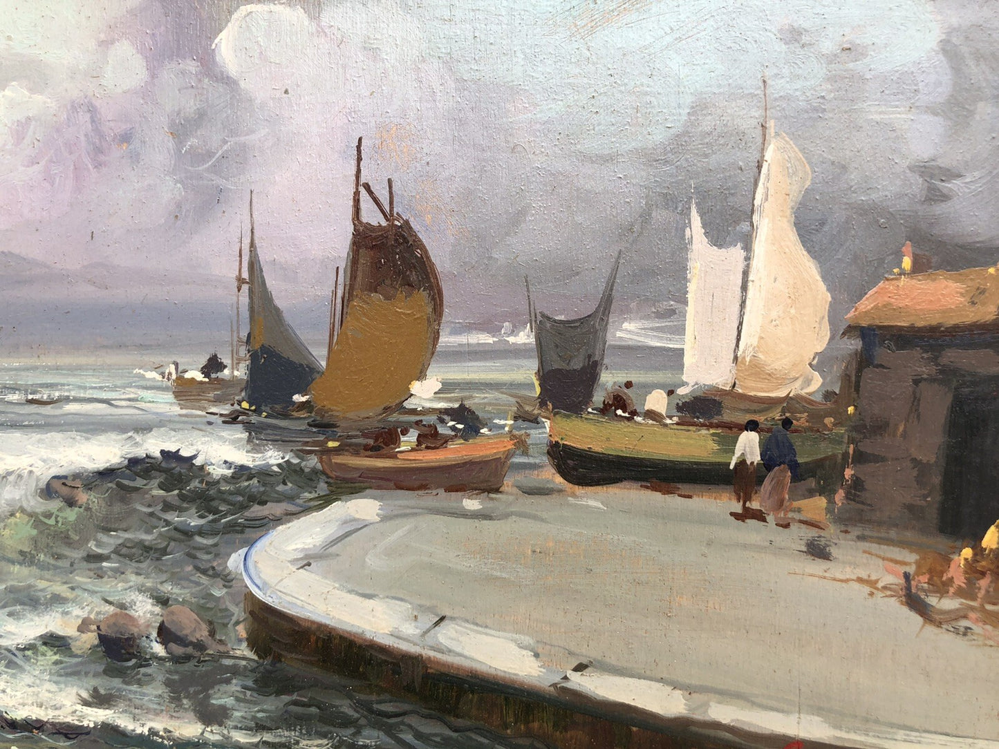 Quadro vintage -Marina- dipinto a olio su tavola
