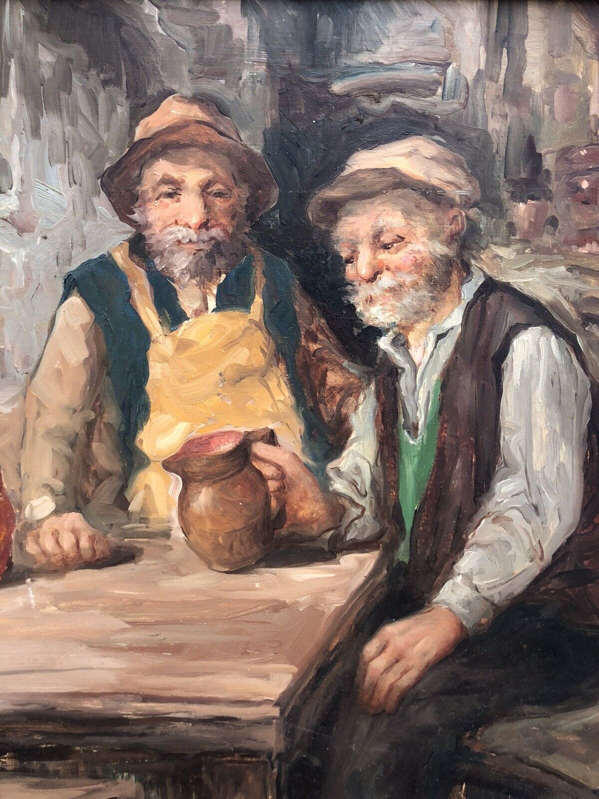 Quadro vintage -Vecchi Bevitori-dipinto a olio