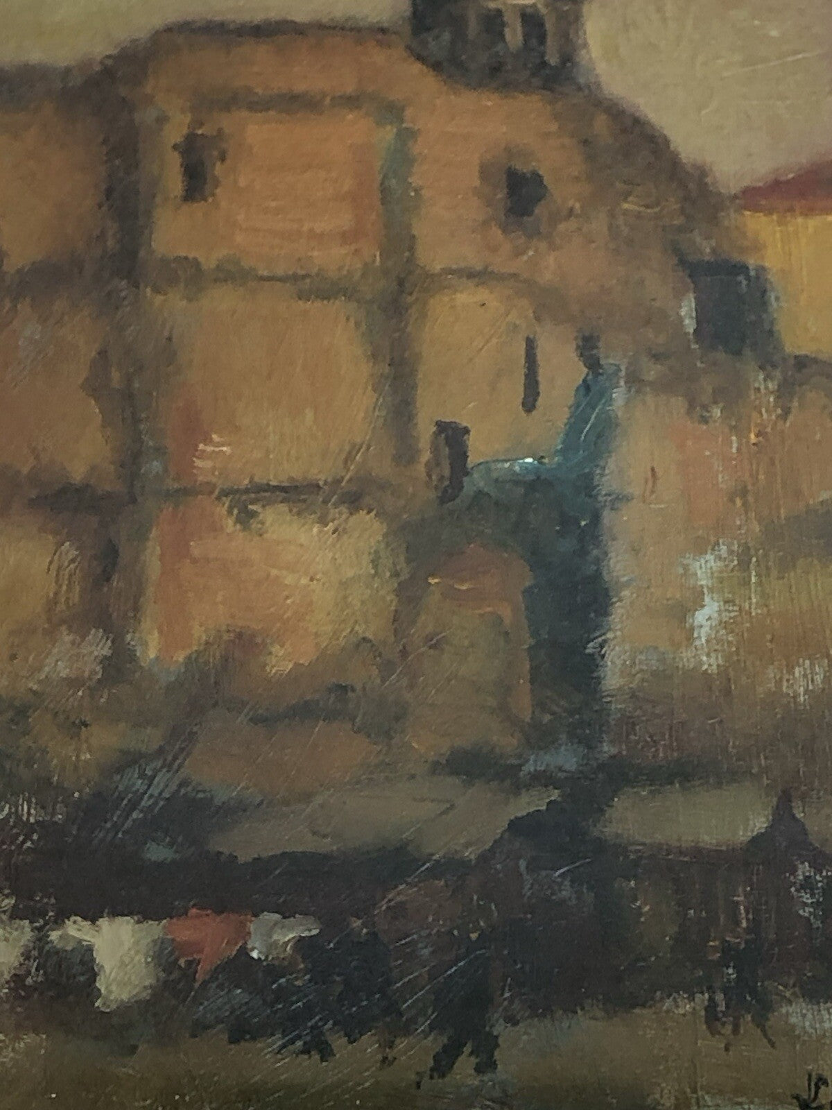 Vecchio Quadro -Nei Pressi Del Campanile- dipinto a olio su tavoletta