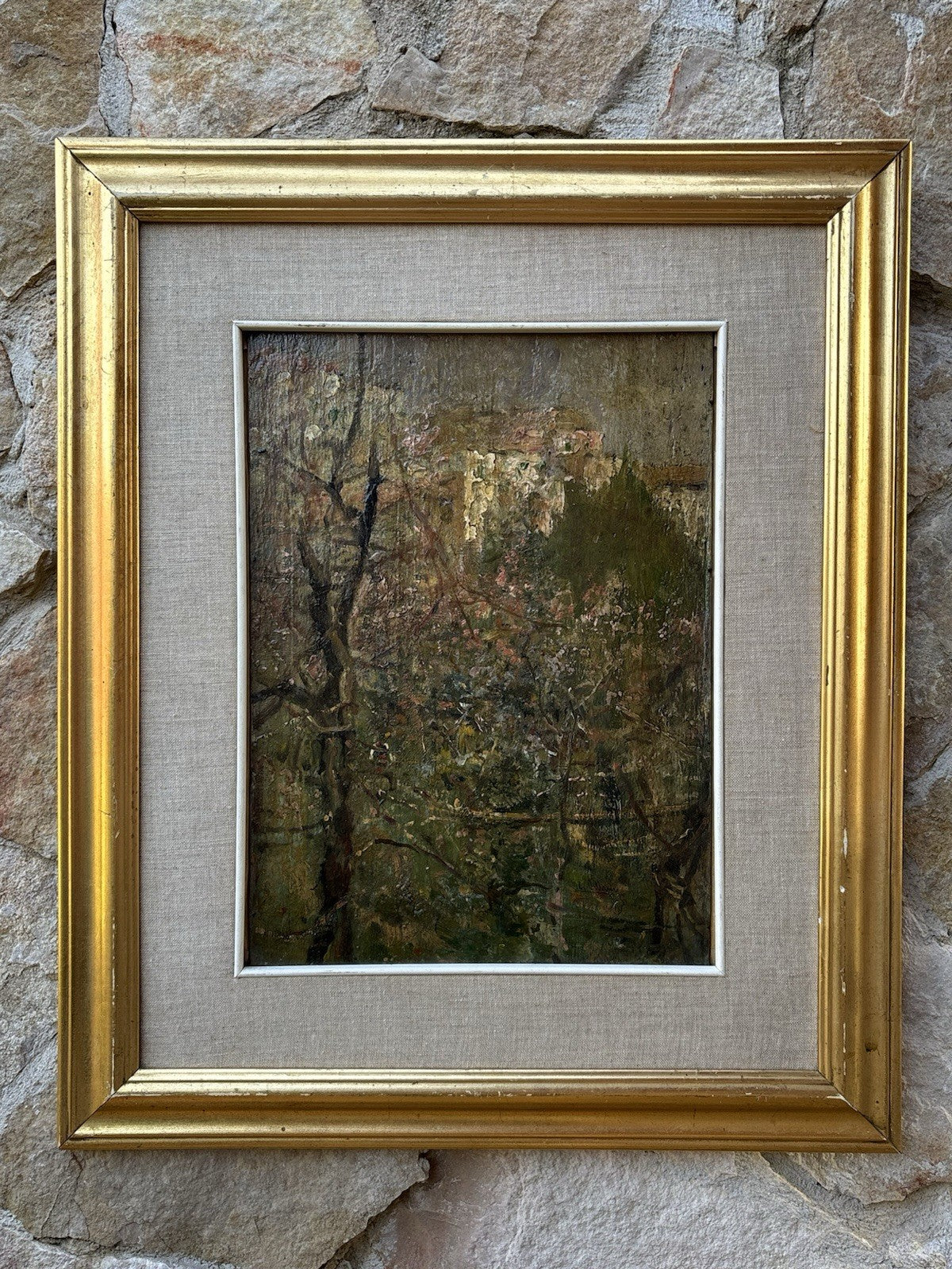 Quadro antico -Paesaggio- Gennaro Villani dipinto a olio su tavoletta