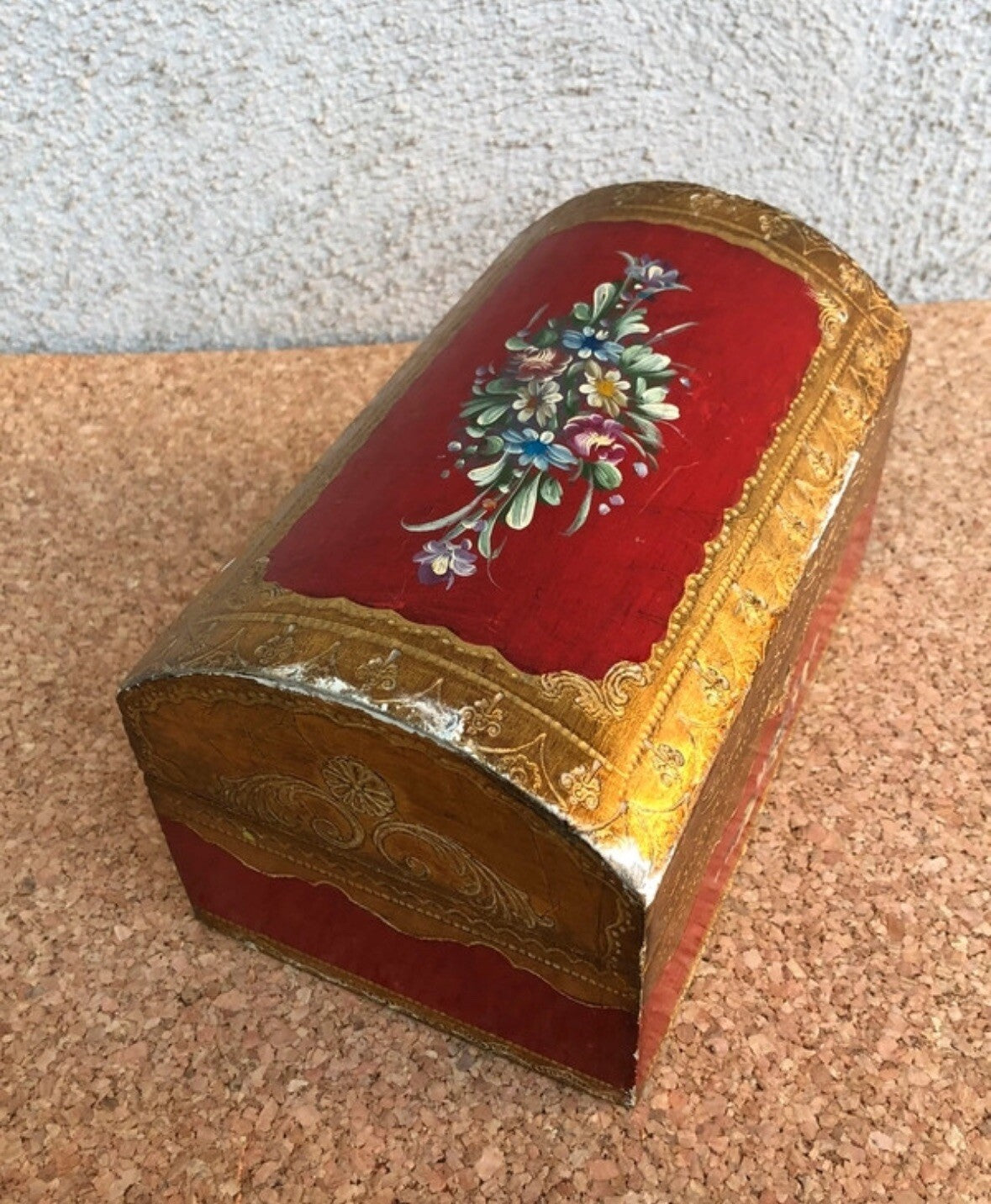 Scatola Portagioie Vintage In Legno Stile Fiorentino