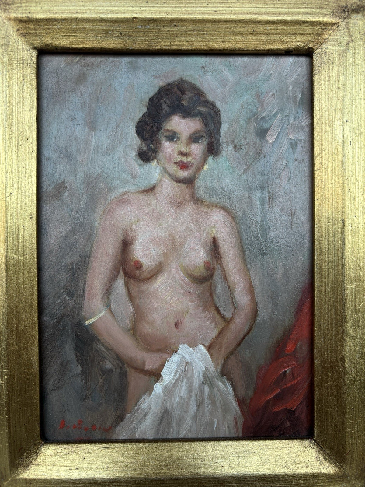 Quadro -Mezzo Nudo- dipinto a olio su tavoletta