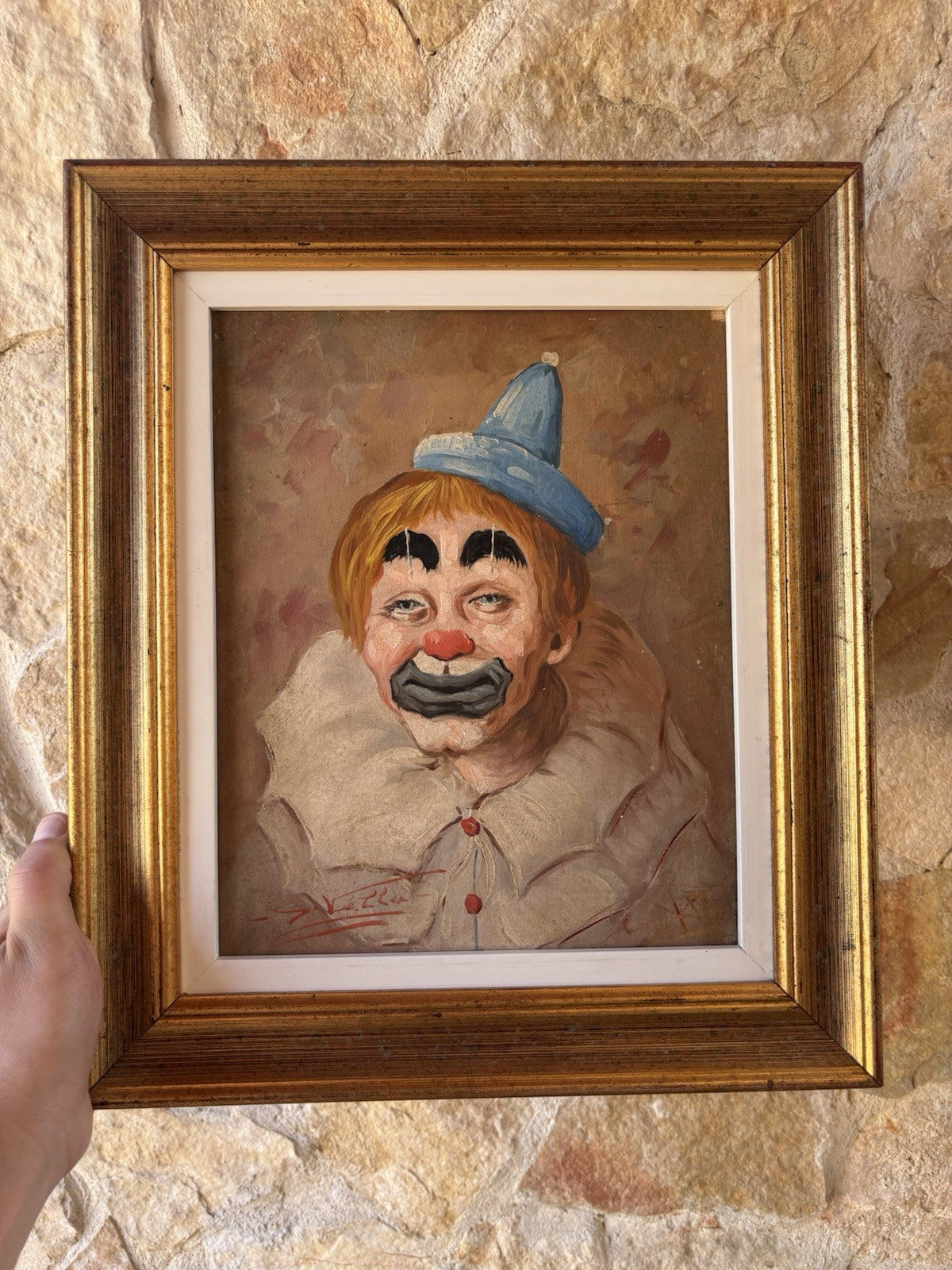 Quadro -Clown- dipinto a olio su tavoletta