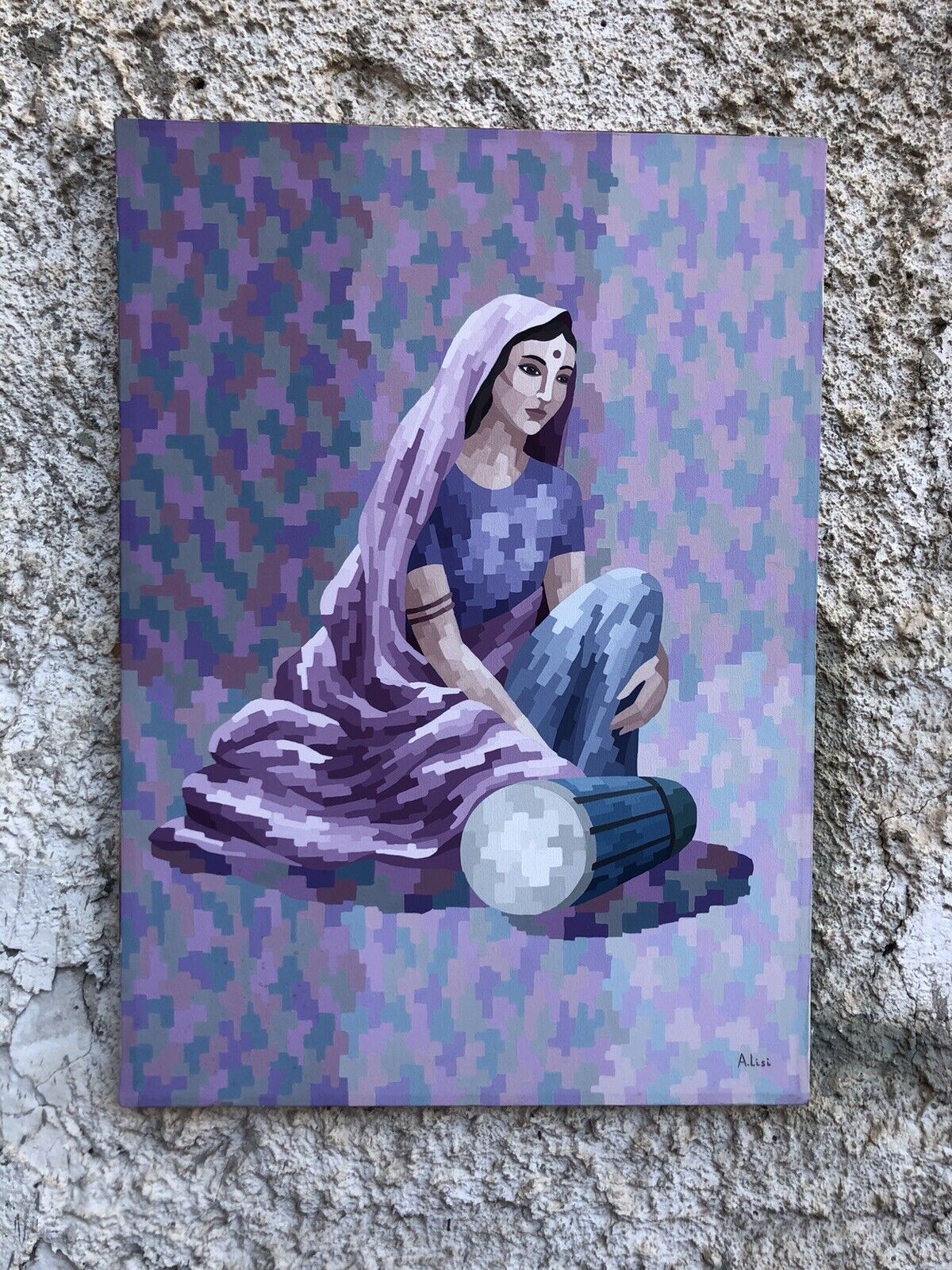 Quadro vintage-Donna Indiana- dipinto su tela