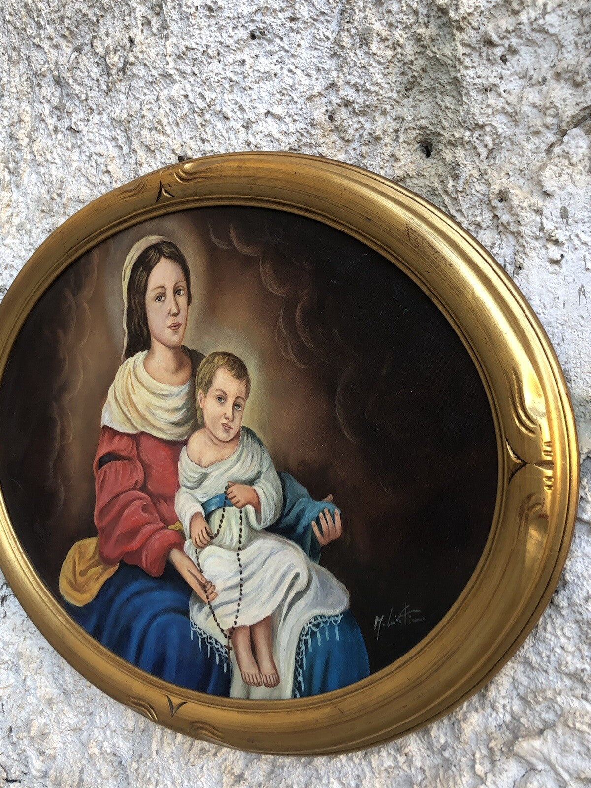 Quadro vintage -Madonna Del Rosario- dipinto a olio