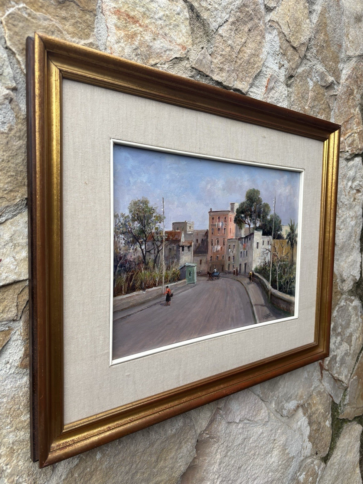 Quadro -Strada Di Paese- Vincenzo Canino dipinto a olio su tavoletta