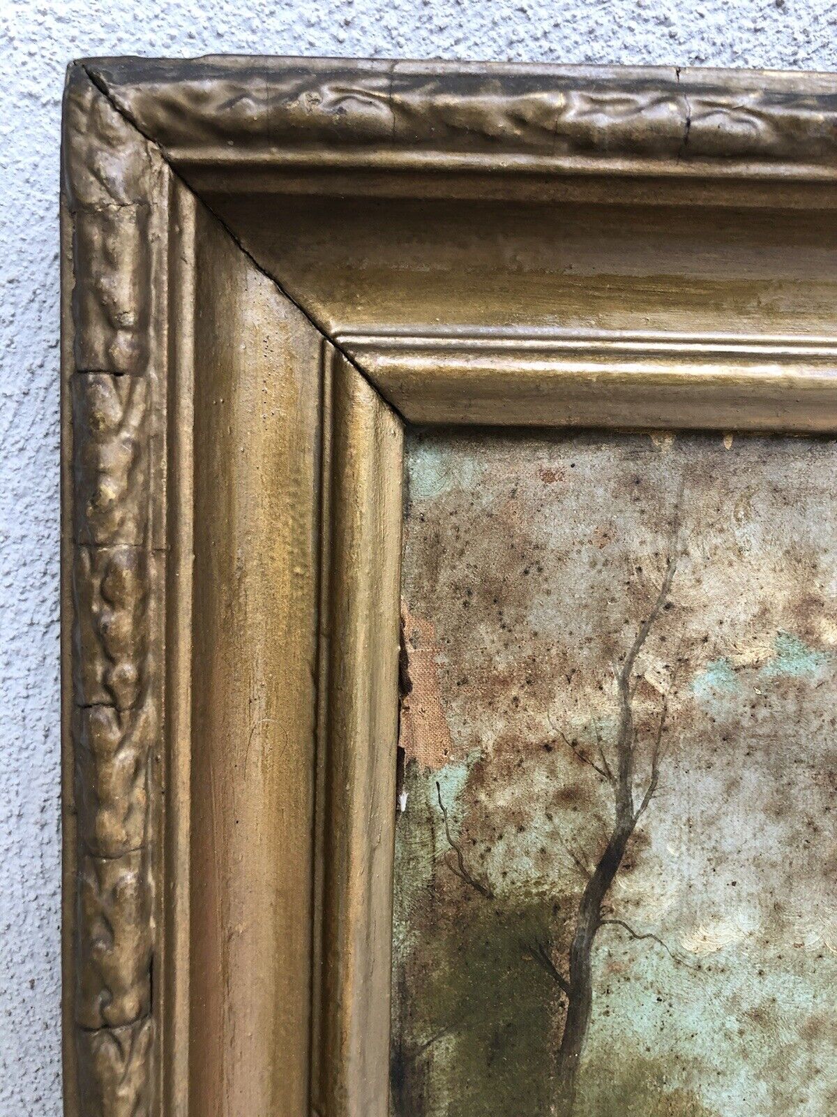 Quadro antico -Paesaggio- dipinto a olio su tela applicata su cartone