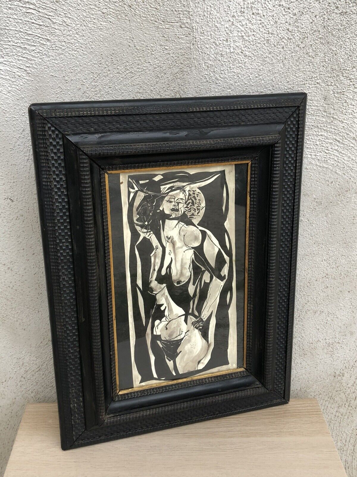Quadro antico -Nudo- tecnica mista su carta