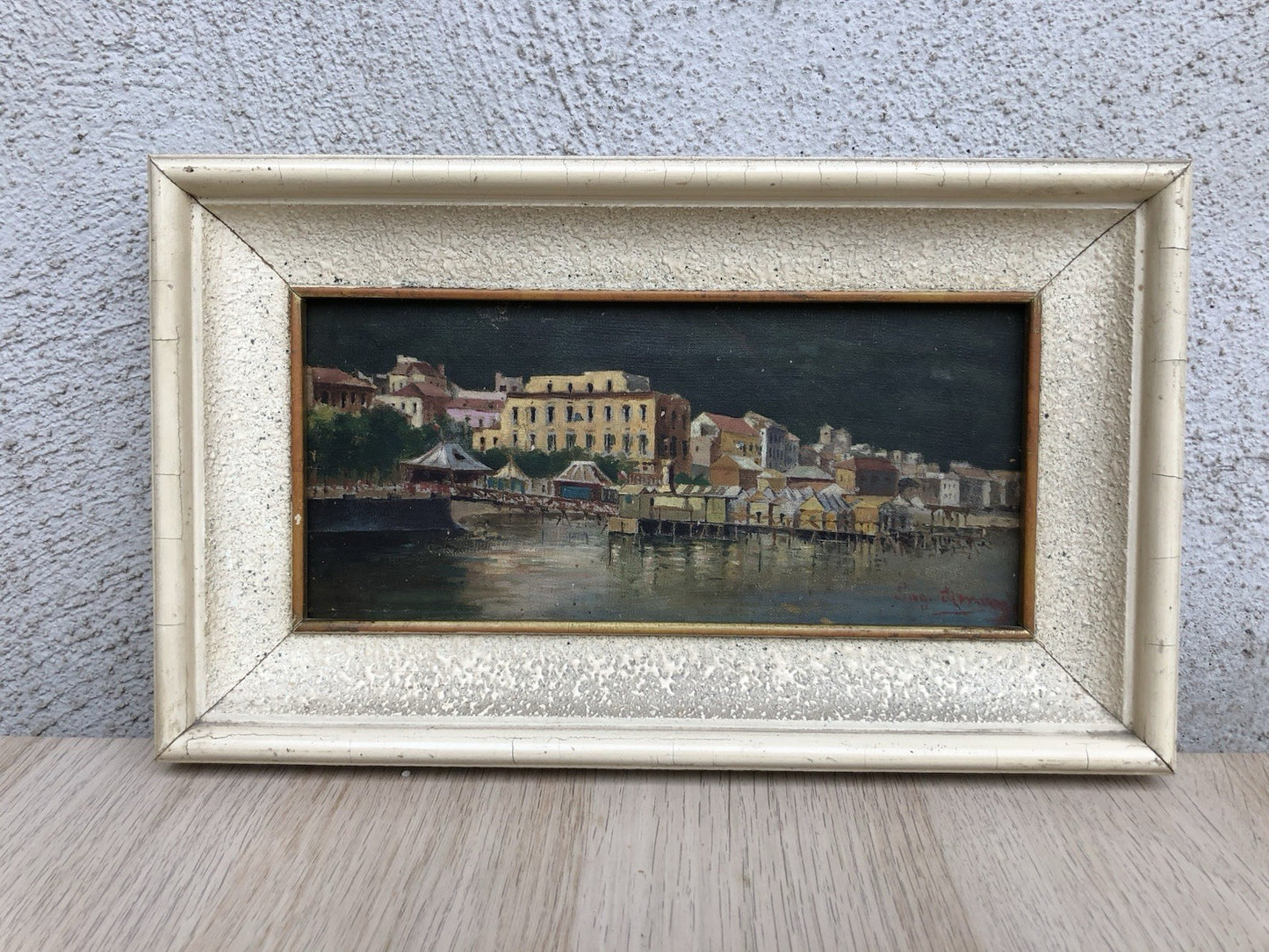 Quadro antico -Lungomare- dipinto a olio su tela