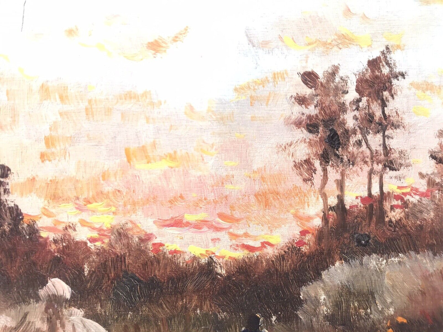 Quadro vintage -Tramonto-dipinto a olio su tavoletta