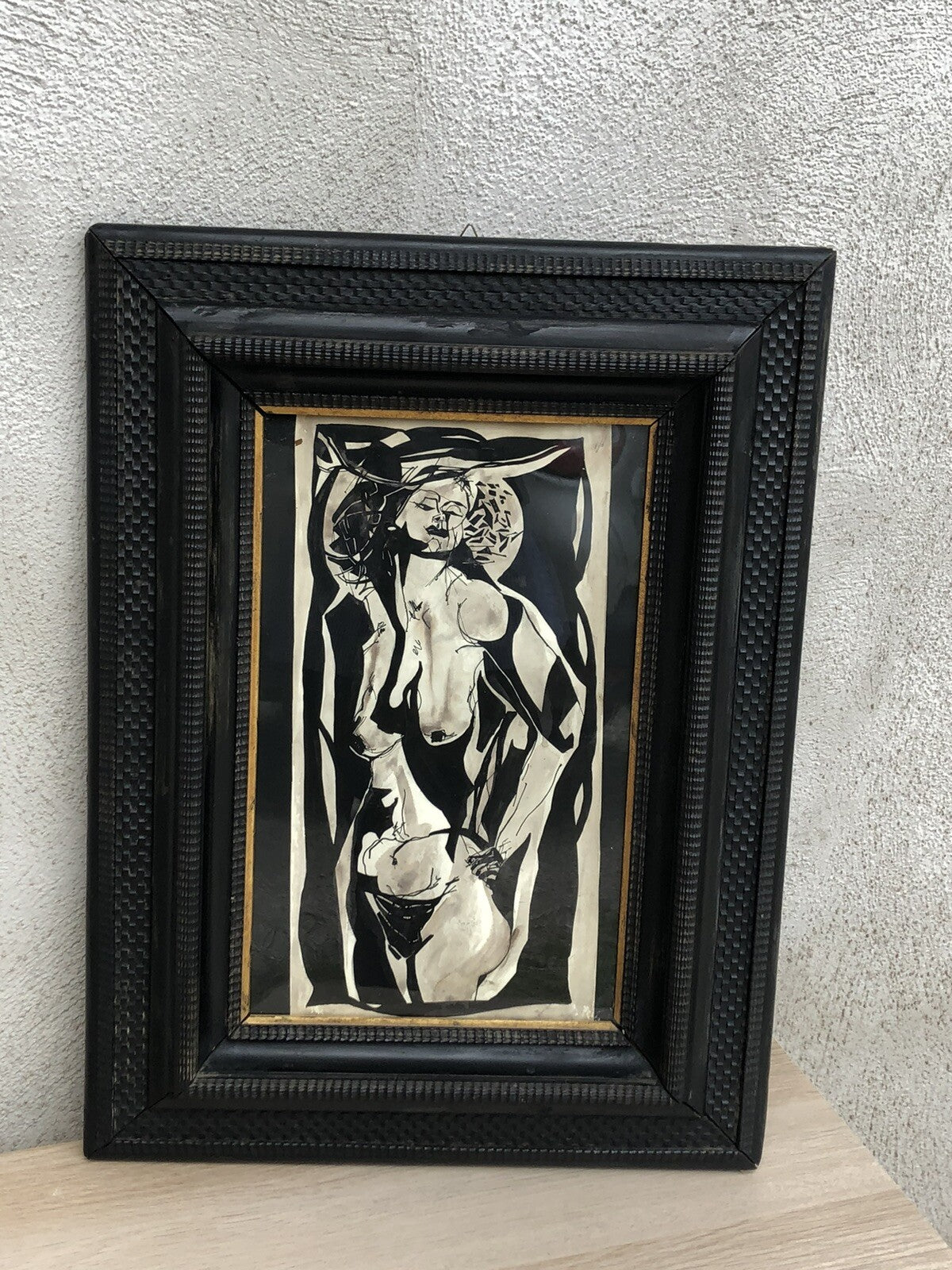 Quadro antico -Nudo- tecnica mista su carta