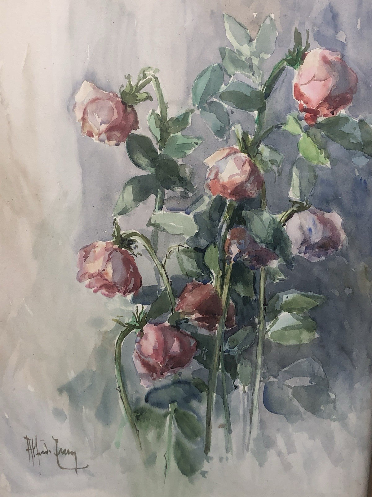 Quadro -Rose Appassite- Antonello Zecca dipinto ad acquerello