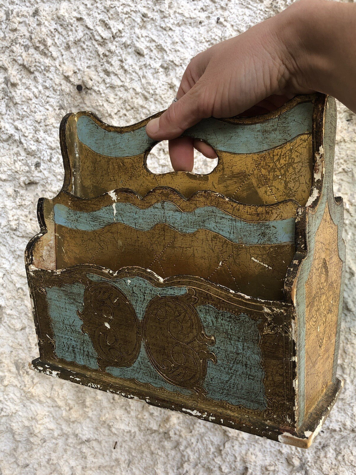 Portalettere Vintage In Legno Stile Fiorentino