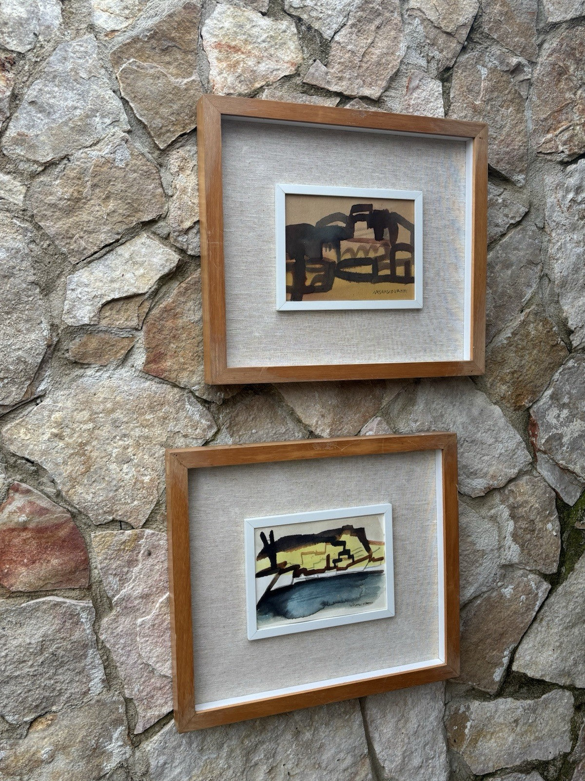 Coppia di quadri -Paesaggi- Mario Sangiovanni realizzati a tecnica mista