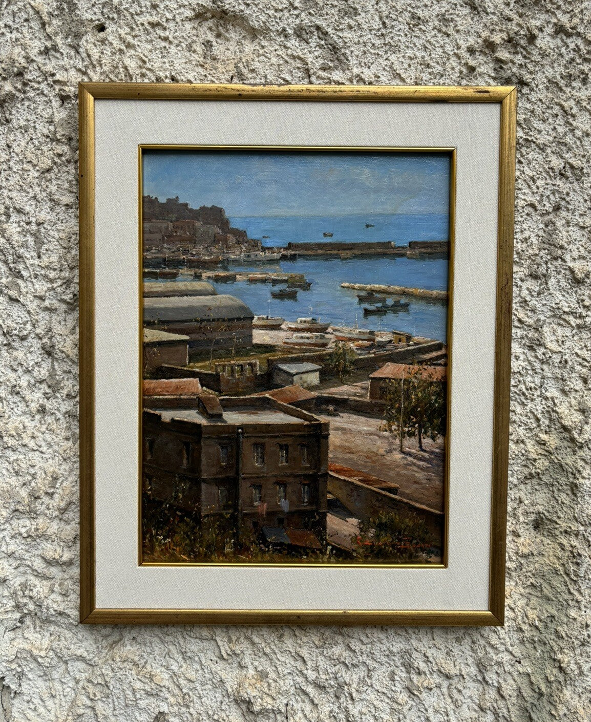 Quadro vintage -Marina Di Pozzuoli- dipinto a olio