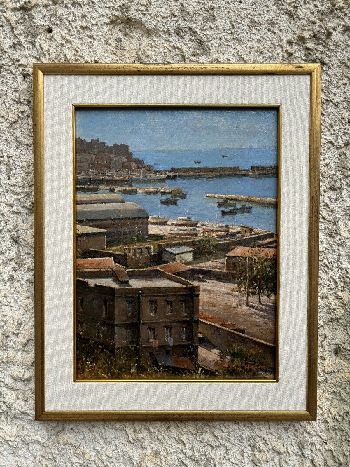 Quadro vintage -Marina Di Pozzuoli- dipinto a olio
