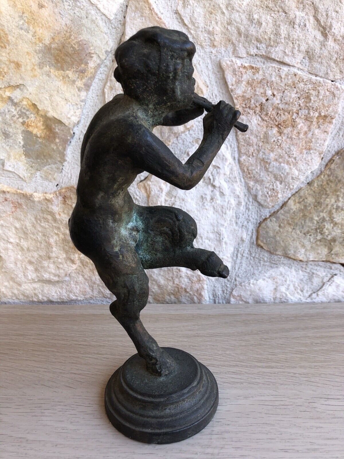 Scultura Vintage In Bronzo -Fauno Con Piffero