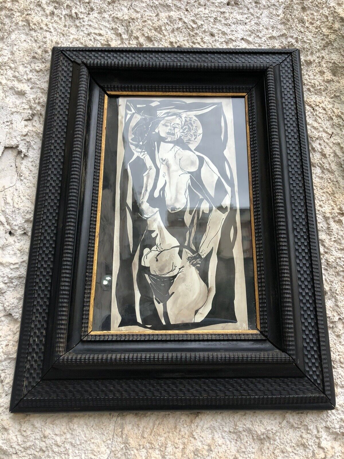 Quadro antico -Nudo- tecnica mista su carta