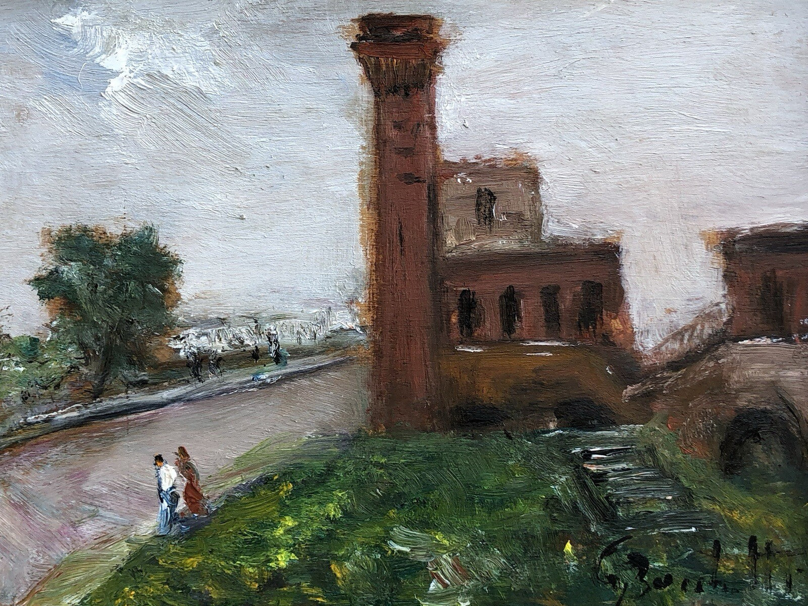 Quadro vintage -Parco Della Cittadella, Pisa- dipinto a olio su tavoletta