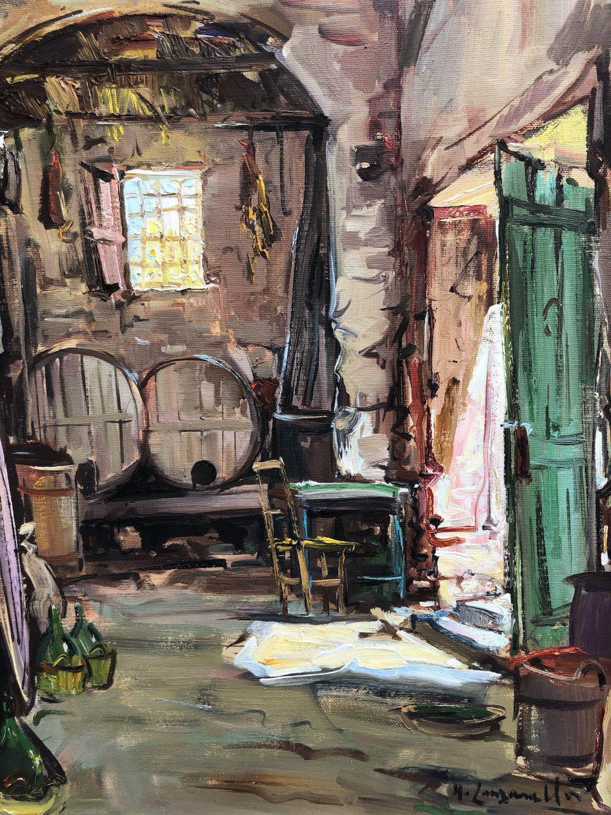 Quadro -La Cantina- dipinto a olio su tela