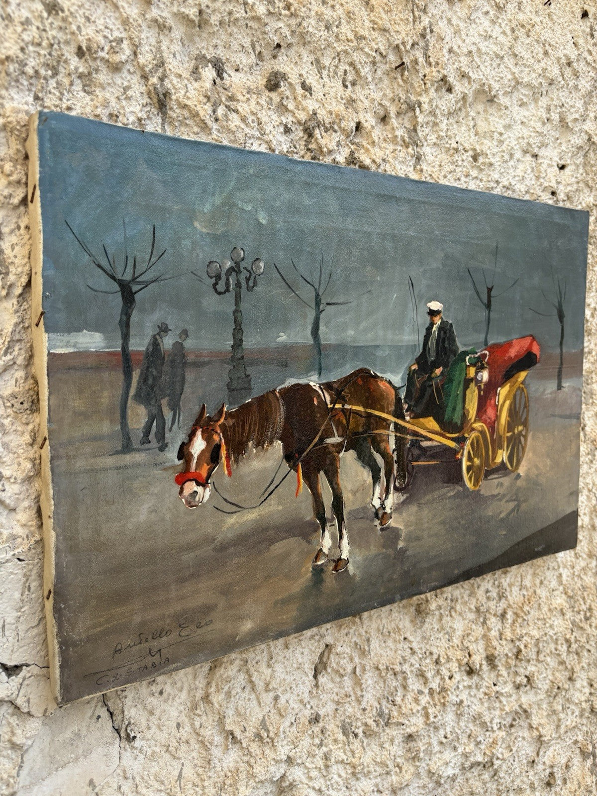 Quadro -Carrozzella Di Paese- Aniello Eco dipinto a olio su tela