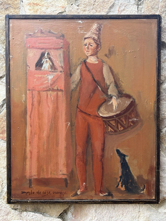 Quadro -Maschere Allegoriche- Augusto Orange De Rose dipinto a olio su tela