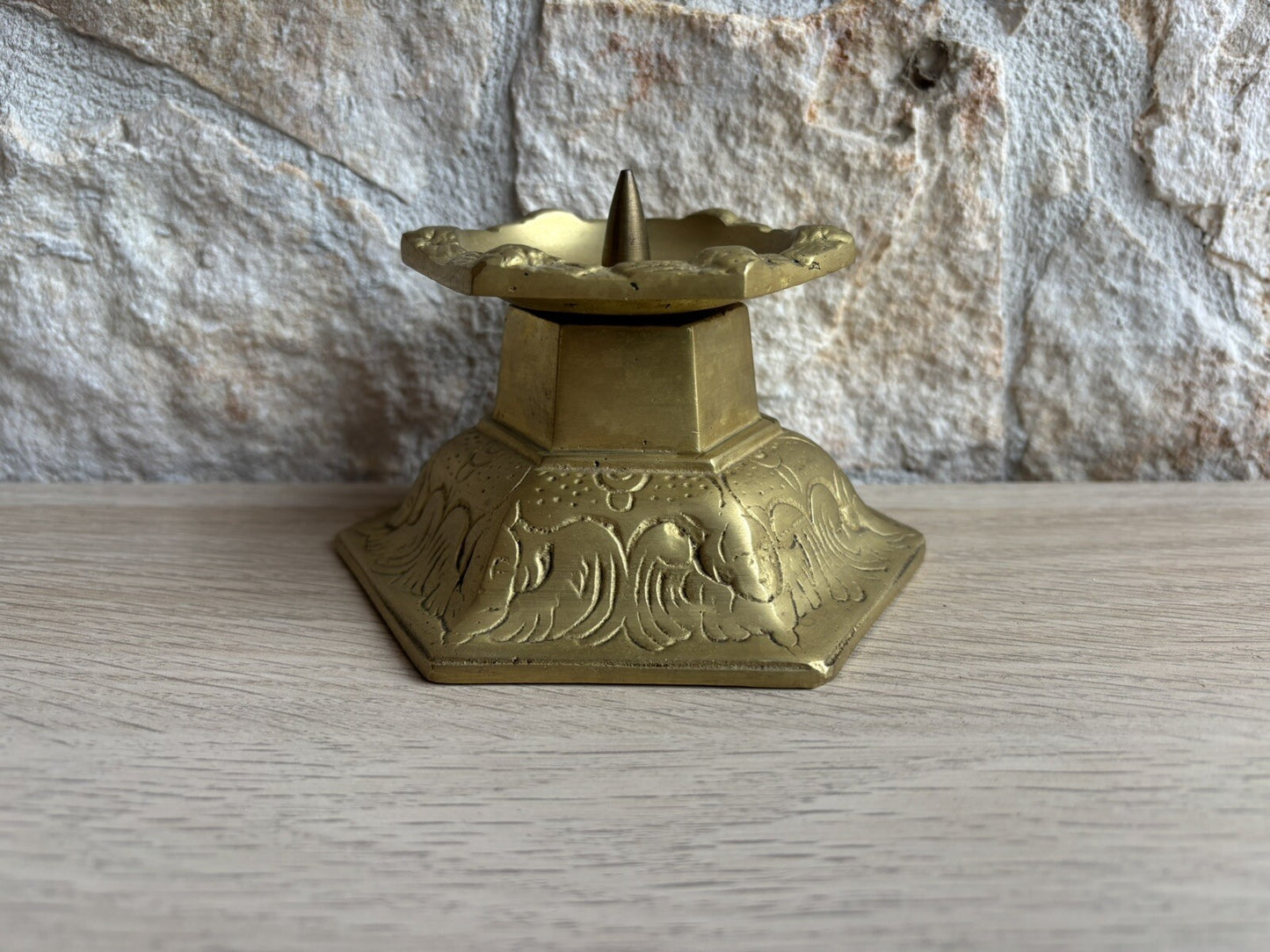 Candelabro Portacandele Vintage In Ottone