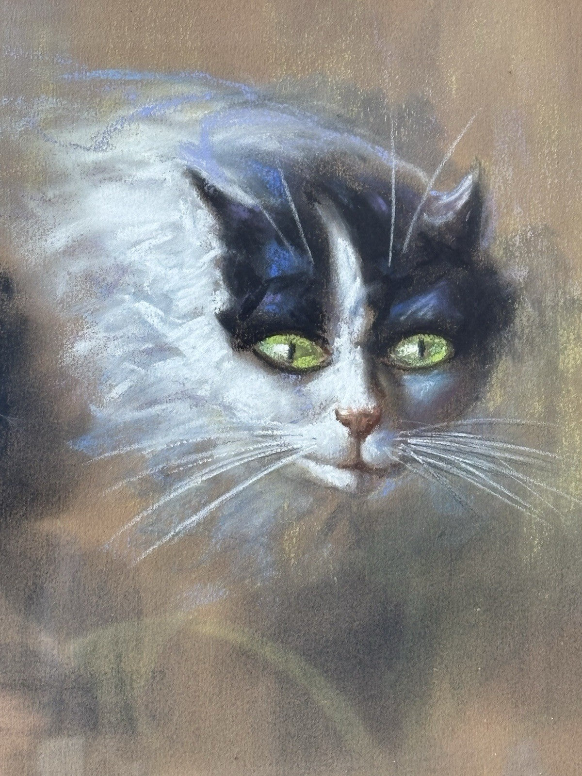 Quadro antico -Gatti- Marino Lenci? realizzato a pastello su carta