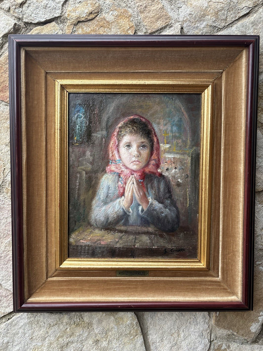 Quadro -Fanciulla In Preghiera- Salvatore Ciaurro- dipinto a olio