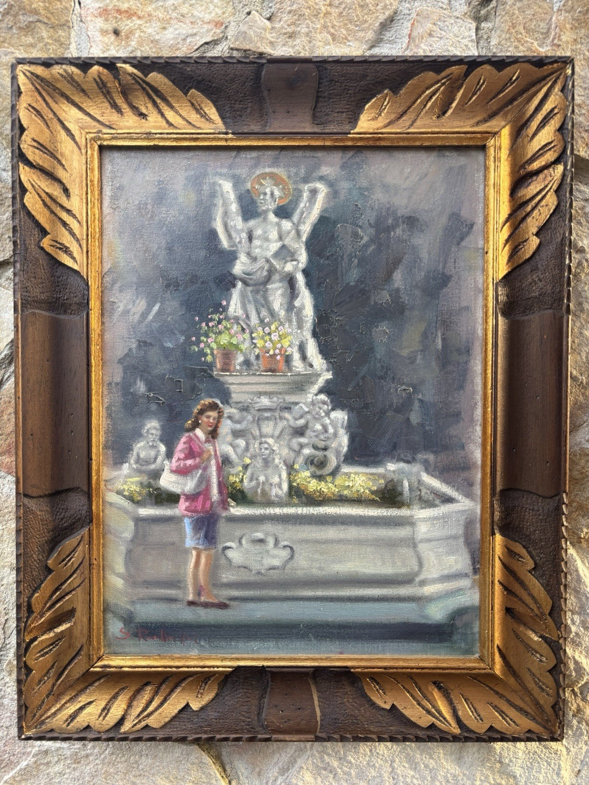 Quadro -Fontana- Salvatore Rodriquez dipinto a olio su tela