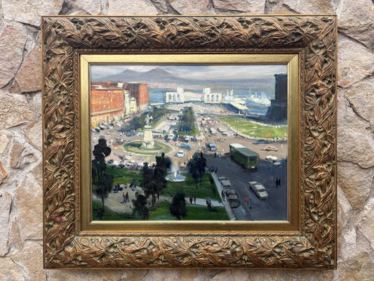 Quadro -Napoli Piazza Municipio- Enrico Aprile- dipinto a olio