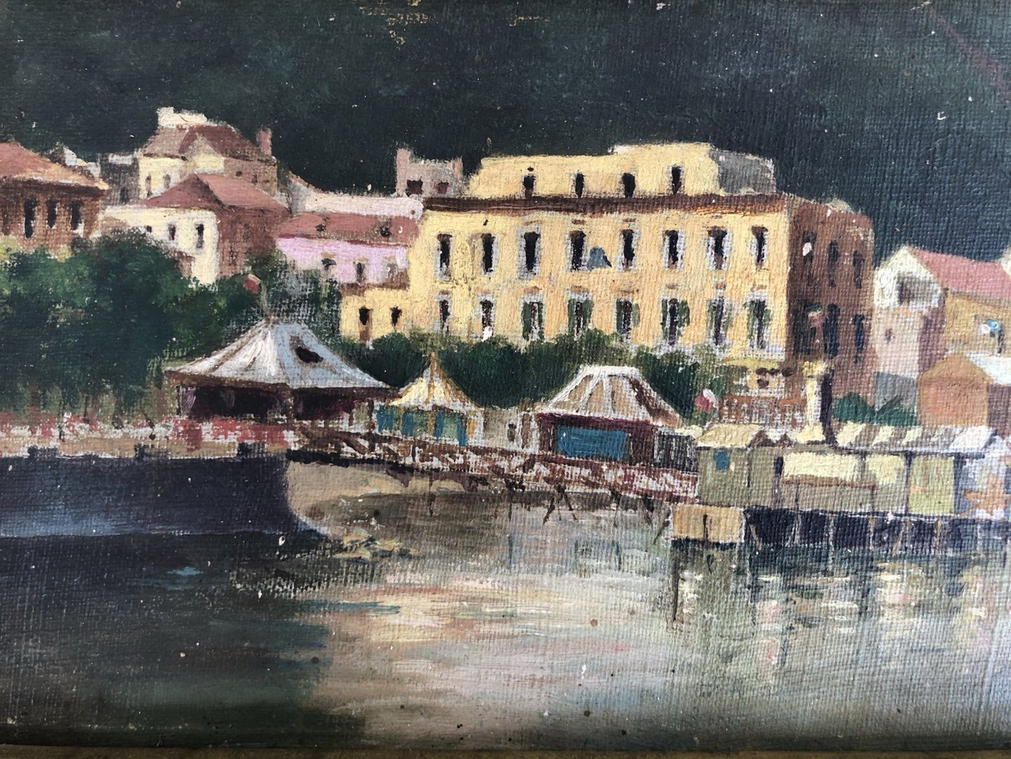 Quadro antico -Lungomare- dipinto a olio su tela