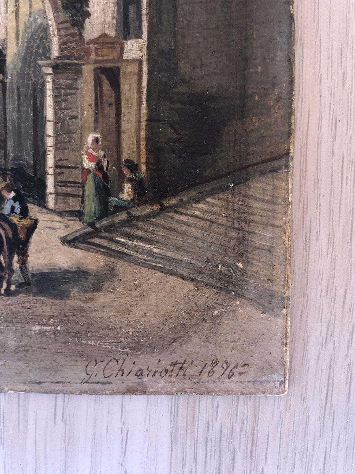 Quadro antico -Una Via Di Tivoli- dipinto a olio