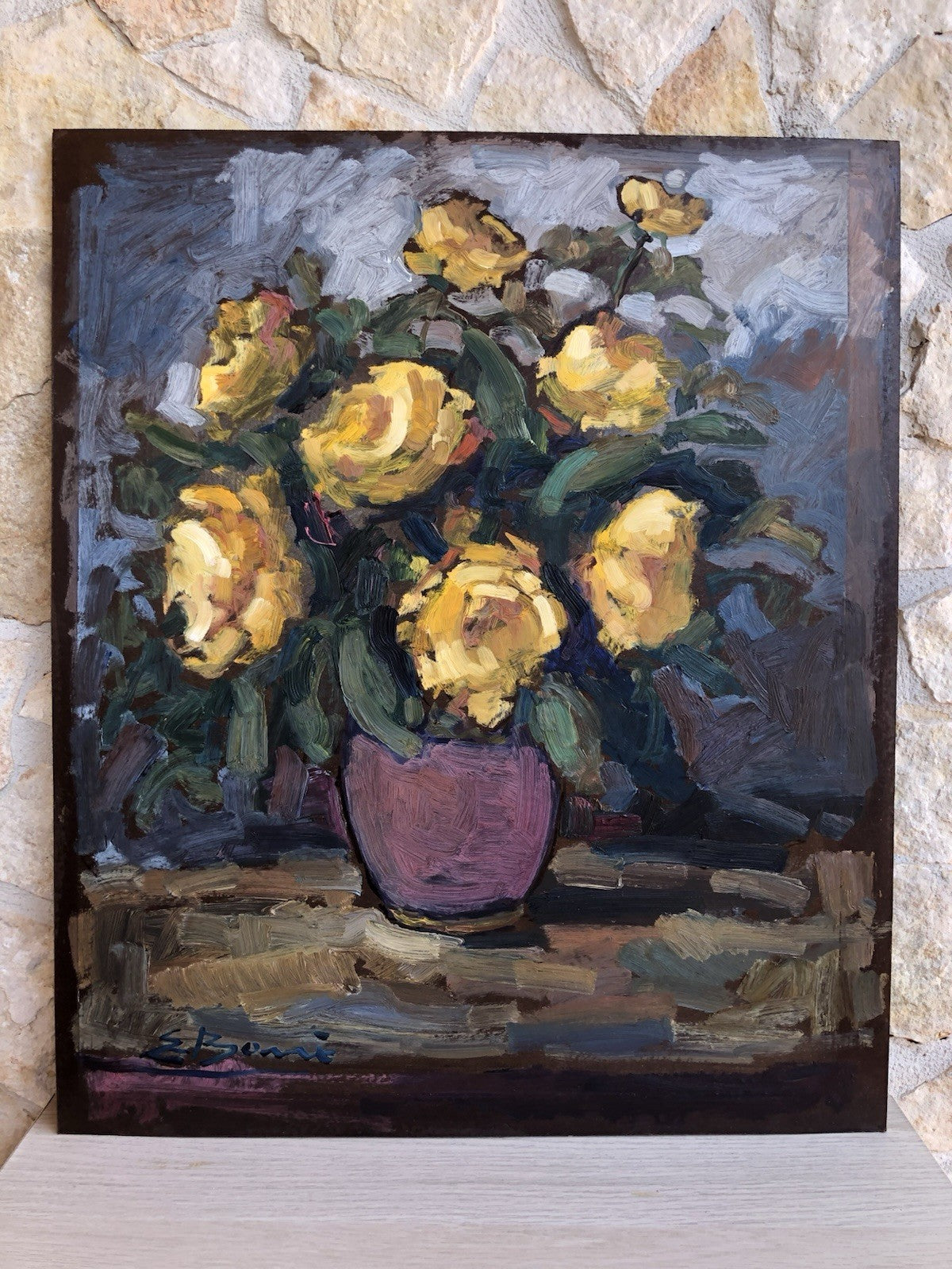 Quadro -Rose Gialle- dipinto a olio