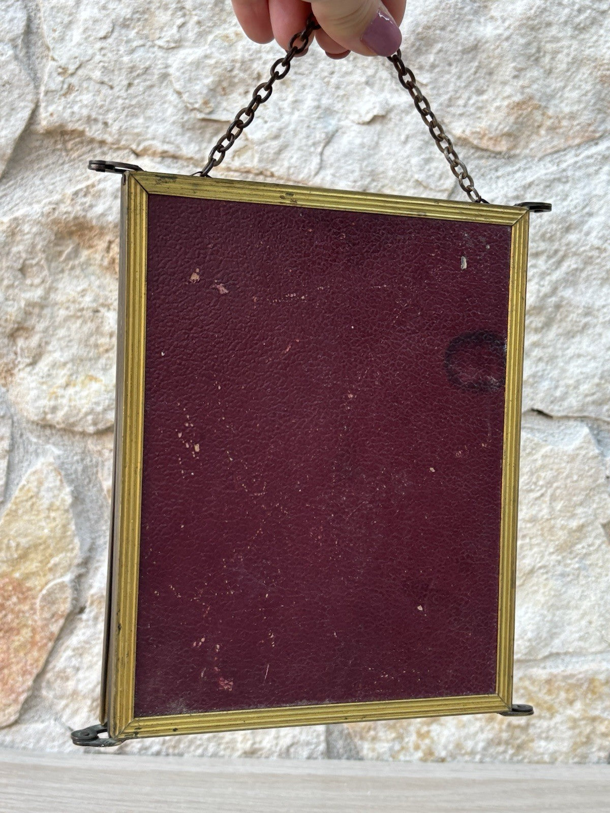 Specchio Trittico Da Barbiere Vintage In Metallo Ottone